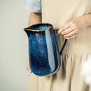 Ceramic ombre pitcher glossy gradient blue serving carafe modern decorative vase home tableware