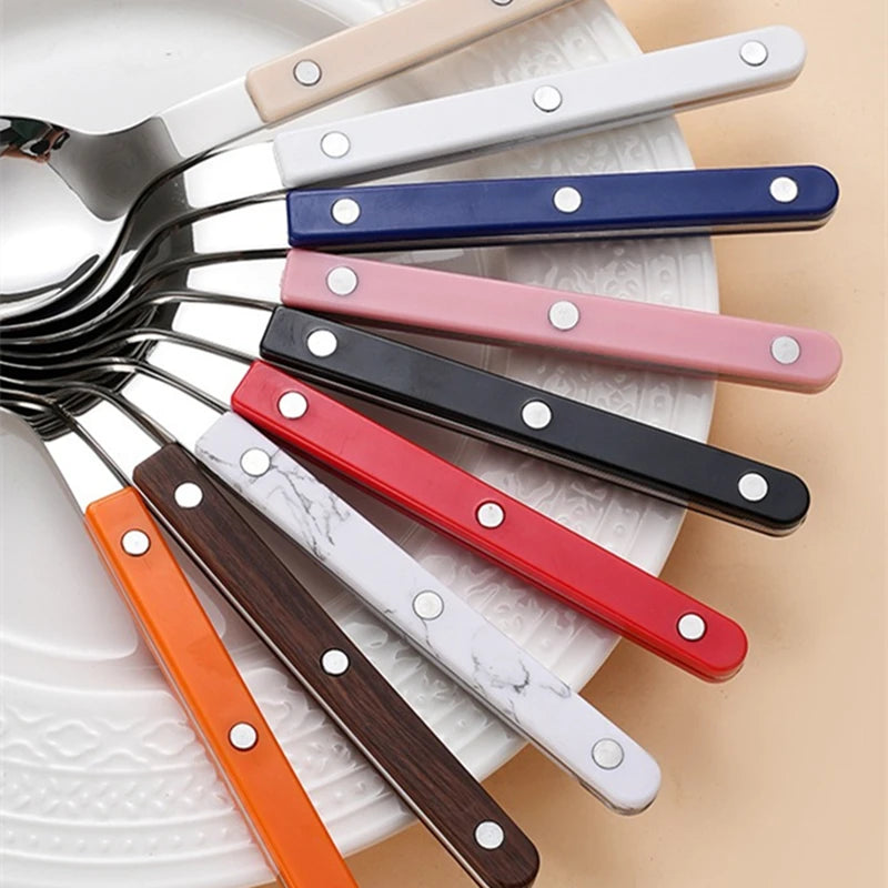 Letifly Lights & Decor - Harper 6pc Spoon Set - 304 stainless steel spoons with colorful handles for everyday dining and table settings