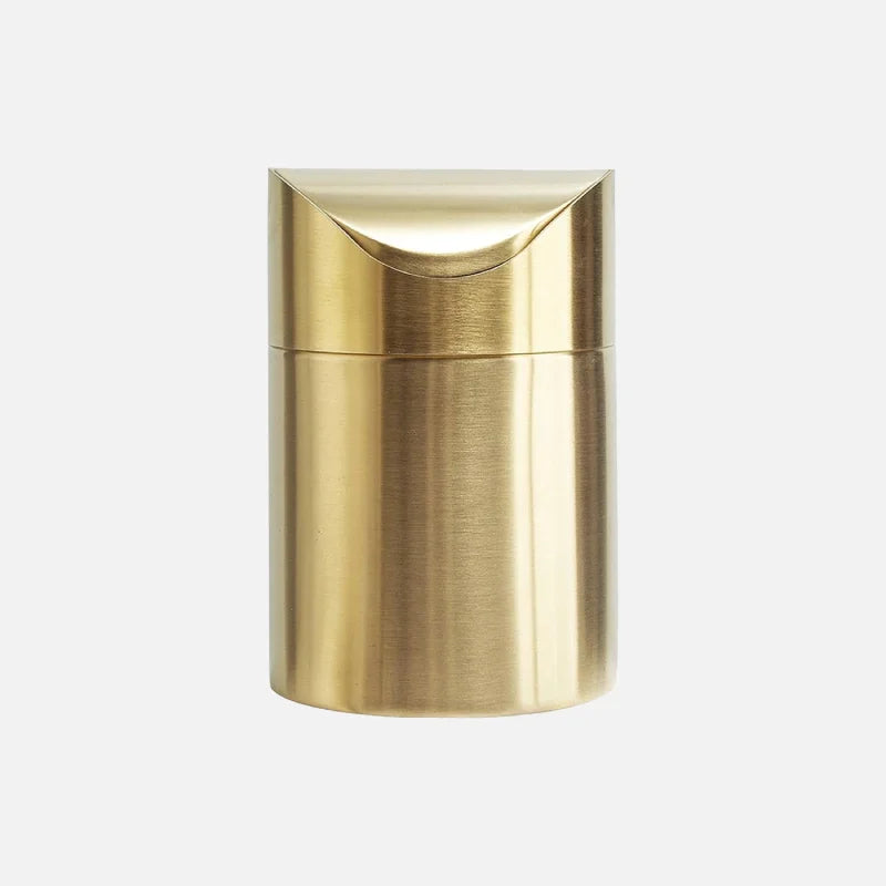 304 Mini Countertop Brushed Stainless Steel Swing Lid Trash Can Set, 1.5 L / 0.40 Gal,Desktop gold trash can-Letifly Lights and Decor