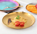 Stainless Steel Dinner Plates European Style Dessert Plate Kitchen Serving Dishes Salad Plate Cake Tray Western Steak Round Tray-Letifly Lights and Decor