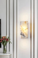 Onyx Glow Wall Sconce luxury cuboid LED natural marble bedside hallway accent lighting