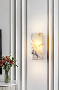 Onyx Glow Wall Sconce luxury cuboid LED natural marble bedside hallway accent lighting