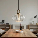 Clara Ridge Glass Pendant Lamps clear ribbed glass pendant lamp gold accent modern lighting for living room dining room bedroom