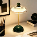 Mid-Century Modern Glass Table Lamp Vintage LED Bedside Desk Lamp Golden Metal Pole Bedroom Nightstand Decor Light-Letifly Lights and Decor