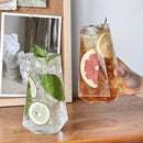 Highball drinking glass clear geometric modern faceted borosilicate vertical ripple texture