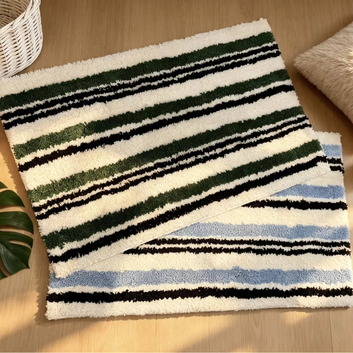 Soft Rug Stripe Tufting Bathroom Mat Bedroom Carpet Doormat Floor Anti Slip Pad Aesthetic Home Room Decor-Letifly Lights and Decor