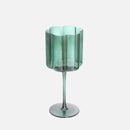 Wave Rim Glass Collection Colorful crystal glasses with wavy petal rim modern cocktail and wine glass 