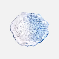 Zenith glass coaster set with irregular edges, transparent pink and blue textured plates for home dessert, dim sum, fruit, and decorative use