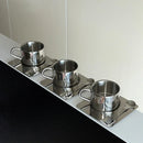 Stainless steel espresso cup and square saucer modern coffee tea set 3pc set with teaspoon