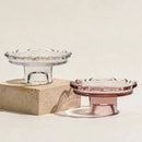 Vintage clear glass dessert plate, Heirloom Pedestal Tray jewelry display storage tray, scalloped lace candle holder for elegant home decoration