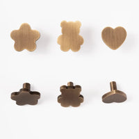 Solid Antique Brass Brushed Handle Animal Design Bear/Heart/Star Children's Room Drawer Knob Kitchen Cabinet Pulls-Letifly Lights and Decor