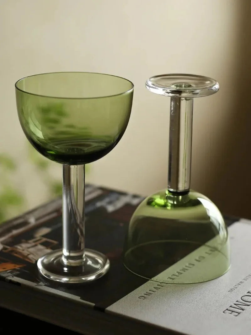 Hami Green Goblet glass goblet vintage wine cup cocktail dessert glassware