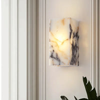 Onyx Glow Wall Sconce luxury cuboid LED natural marble bedside hallway accent lighting
