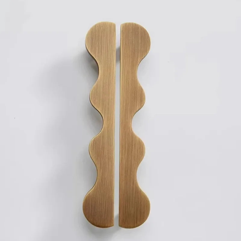 Brass Wave Shape Cabinet Handles Modern Drawer Pulls Gold/Black Furniture Handles for Kitchen Wardrobe Door-Letifly Lights and Decor