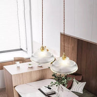 Linden Glow Ribbed Pendant Light Ribbed glass pendant light with brass hardware Nordic hanging lamp