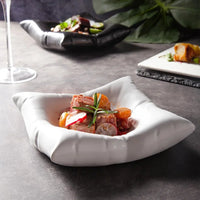 Creative pillow ceramic cold dish, high-end hotel artistic tableware, Cushion Contour Bowl for modern sculptural plating