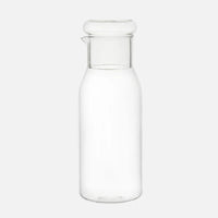 Glass carafe with cup lid modern water bottle minimalist infusion pitcher clear glass beverage container bedside carafe