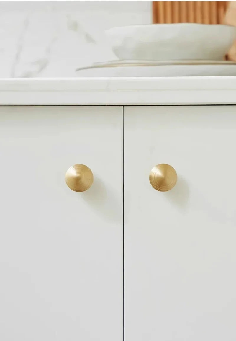 Brass Drawer Knob Gold Thread Shape Furniture Handle Kitchen Cabinet Handle Single Hole Ball Bedroom Wardrobe Handle-Letifly Lights and Decor