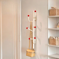 Wall-mounted coat rack with ball hooks, vertical organizer with 4 or 6 hooks