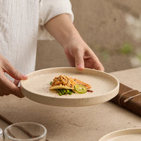 Speckled ceramic dinner plate warm sand color minimalist rustic modern tableware plate