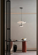 Stratum Marble Pendant Lamp Luxury Black Round Natural Stone Pendant Lamp High-end Bedroom Bedside LED Chandelier Living room Decoration Home Hanging Lights