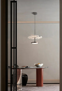 Stratum Marble Pendant Lamp Luxury Black Round Natural Stone Pendant Lamp High-end Bedroom Bedside LED Chandelier Living room Decoration Home Hanging Lights