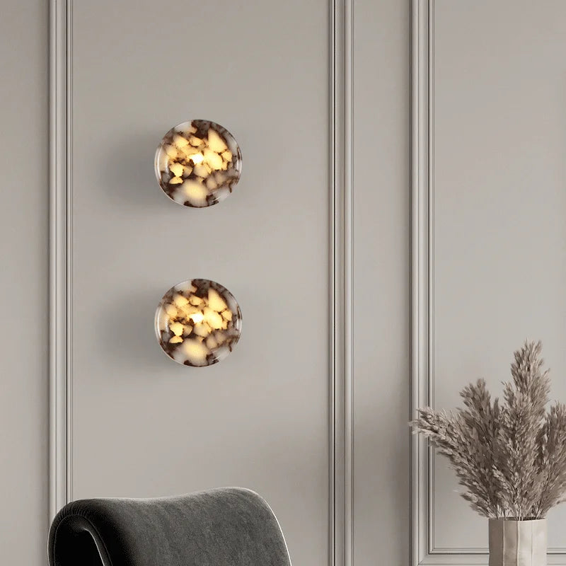 Marble wall sconce LED natural stone modern cylindrical ambient lighting