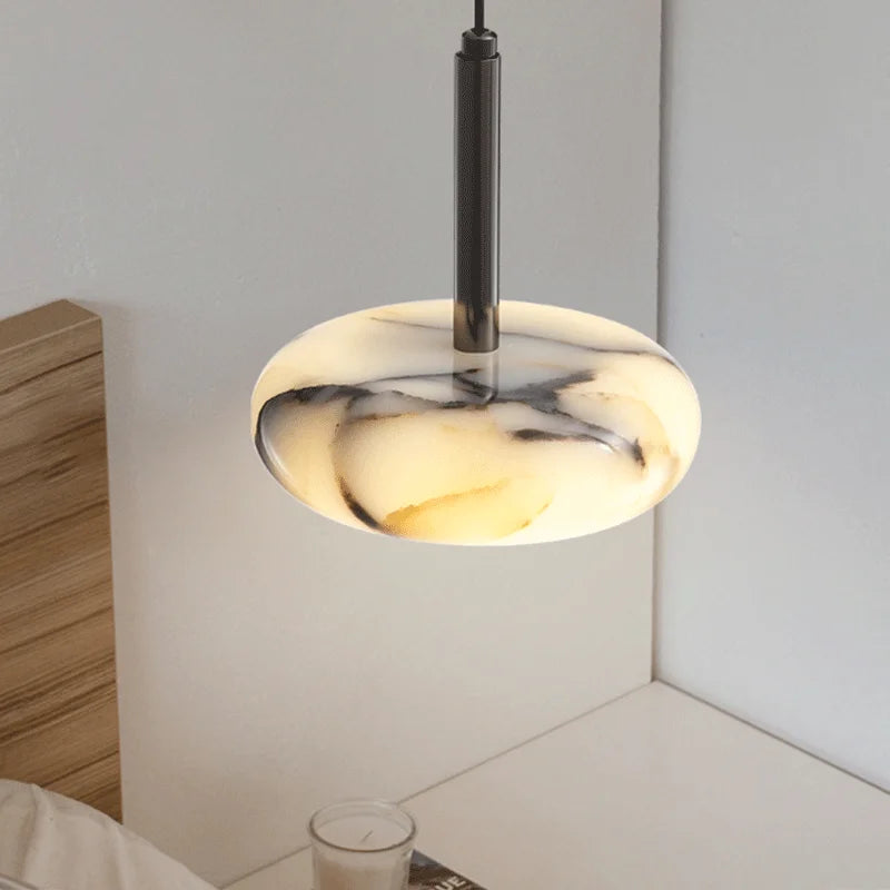 Eclipse Mini Pendant Lamp Luxury Black Round Natural Stone Pendant Lamp High-end Bedroom Bedside LED Chandelier Living room Decoration Home Hanging Lights