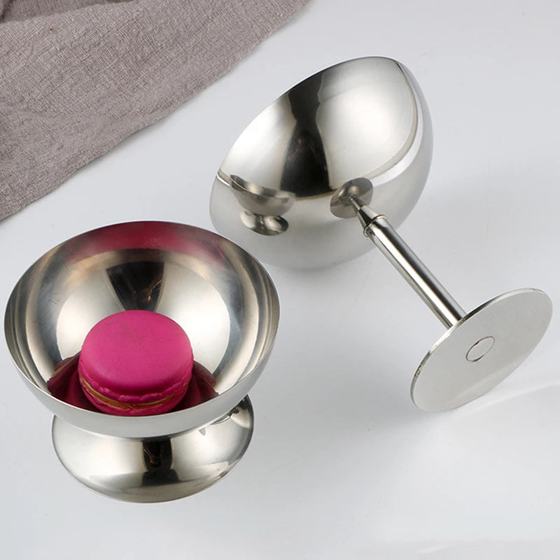 Stainless steel dessert pedestal bowl polished mirror finish modern serveware