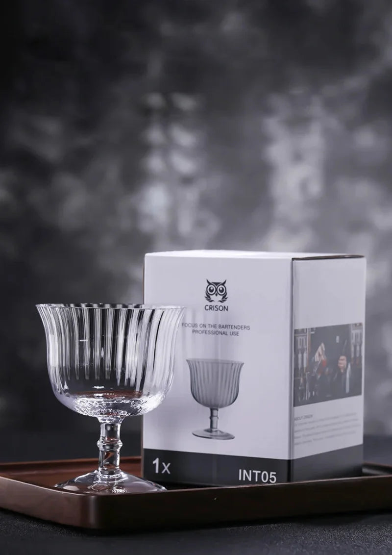 fluted crystal cocktail coupe glass elegant striped barware