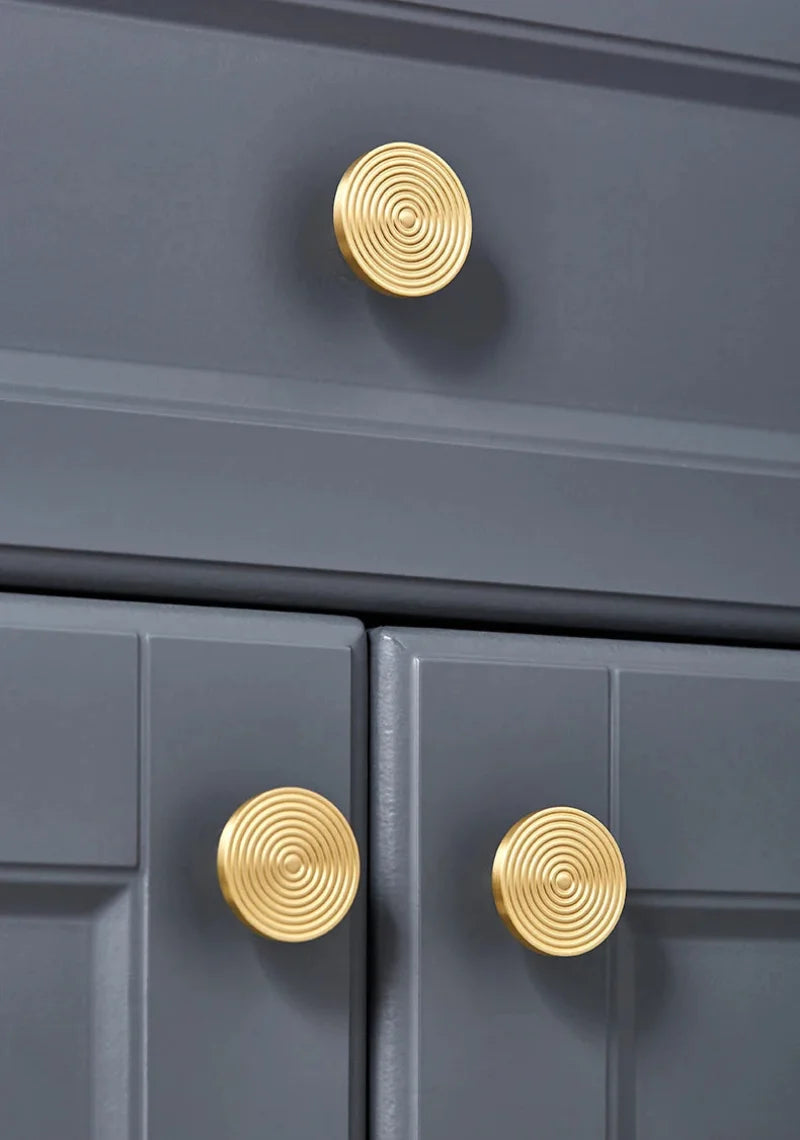 Brass Swirl Design Furniture Knobs Gold Single Hole Pulls Modern Wardrobe Kitchen Cabinet Bar Dresser Drawer Handles-Letifly Lights and Decor
