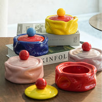 Colorful Ceramic Ashtray Living Room Desktop Fly Ash Storage Box Irregular Circular Ashtray Home Decoration Accessories Ashtray-Letifly Lights and Decor