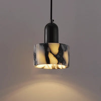 Carrara Eclipse Lamp Luxury Black Round Natural Stone Pendant Lamp High-end Bedroom Bedside LED Chandelier Living room Decoration Home Hanging Lights