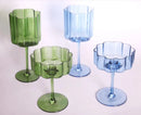 Wave Rim Glass Collection Colorful crystal glasses with wavy petal rim modern cocktail and wine glass 