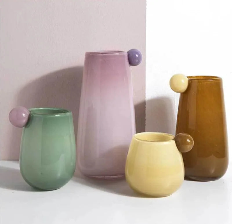 The Pop Vase Collection Candy Style Colorful Glass Vase Hydroponics Flower Pot Desk Decoration Flower Arrangement Floral Vases Room Aesthetic Decor