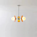 Retro glass globe chandelier with amber panels mid-century modern dining room light