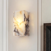 Onyx Glow Wall Sconce luxury cuboid LED natural marble bedside hallway accent lighting