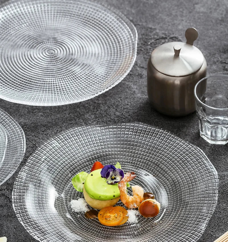 Creative Transparent Glass Western Food Plate Kitchen Tableware Living Room Home Coffee Table Dried Fruit Snacks Display Tray-Letifly Lights and Decor