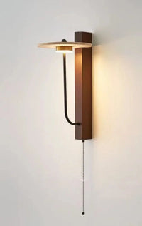Japanese Retro Bedside Led Wall Lamp for Bedroom Living Room Stone Walnut Wood Wall Light with Switch Indoor Lighting Decoration-Letifly Lights and Decor
