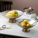Solar Flare Glass Bowls Crackled glass pedestal bowls in light brown and dark brown modern décor dish