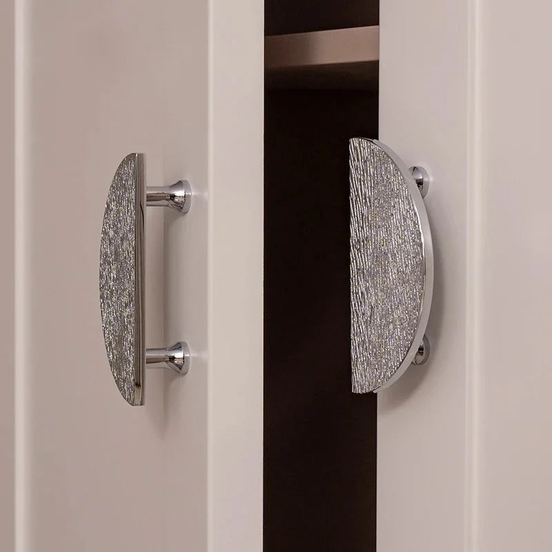 Solid Brass Cabinet Handle Round Kitchen Cabinet Pull High-end Luxury Wardrobe Chrome Silver Pulls Furniture Drawer Knob-Letifly Lights and Decor