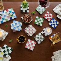 Pixel Checkered Tile Coasters