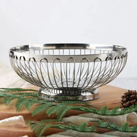 Verge Wire Basket Set stainless steel wire fruit basket modern kitchen bowl polished silver produce holder