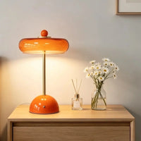 Mid-Century Modern Glass Table Lamp Vintage LED Bedside Desk Lamp Golden Metal Pole Bedroom Nightstand Decor Light-Letifly Lights and Decor