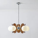 Retro glass globe chandelier with amber panels mid-century modern dining room light