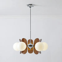 Retro glass globe chandelier with amber panels mid-century modern dining room light