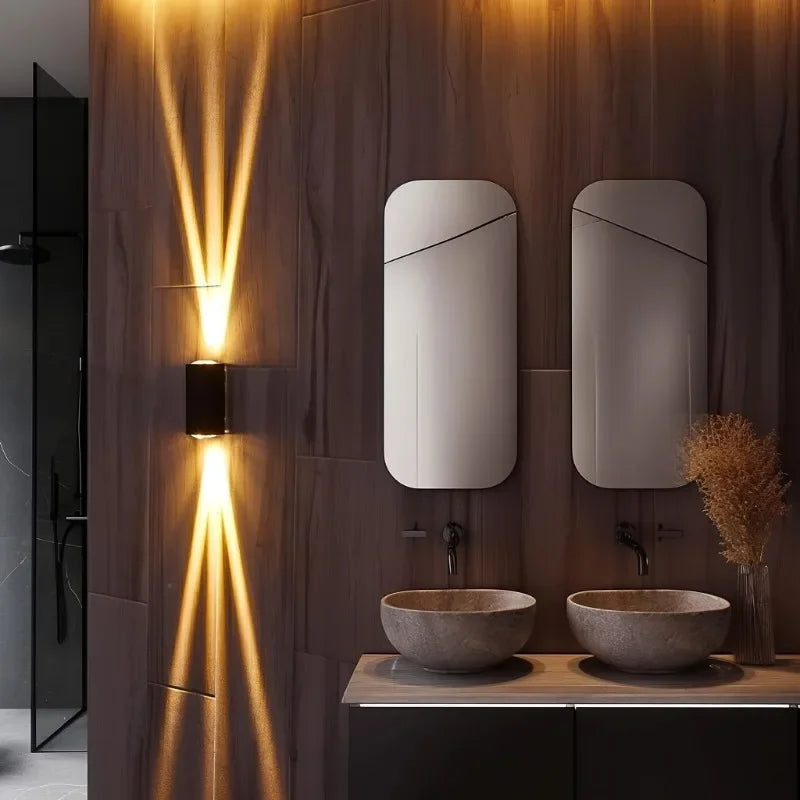 LED modern up-and-down wall lamp black aluminum outdoor indoor warm white anti-rust wall sconce