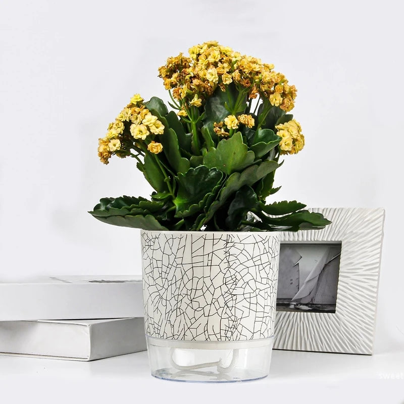 self watering planter with light Evergreen Flow Self-Watering Planter