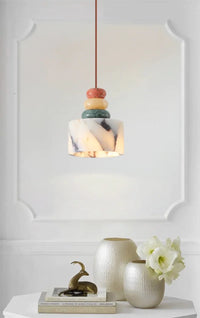 Luxury stone pendant lamp natural marble LED chandelier light