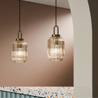 Clara Ridge Glass Pendant Lamps clear ribbed glass pendant lamp gold accent modern lighting for living room dining room bedroom